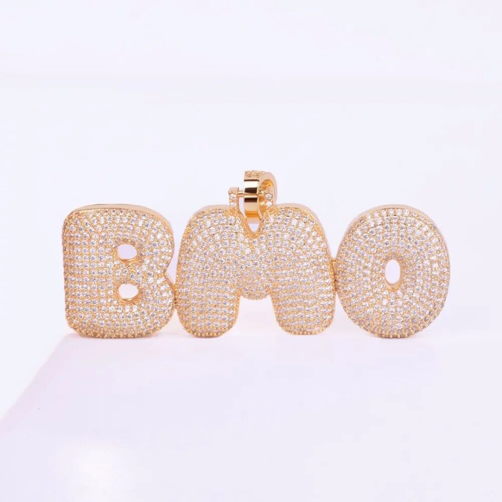 Bubble Letter Personalized Pendants Plated