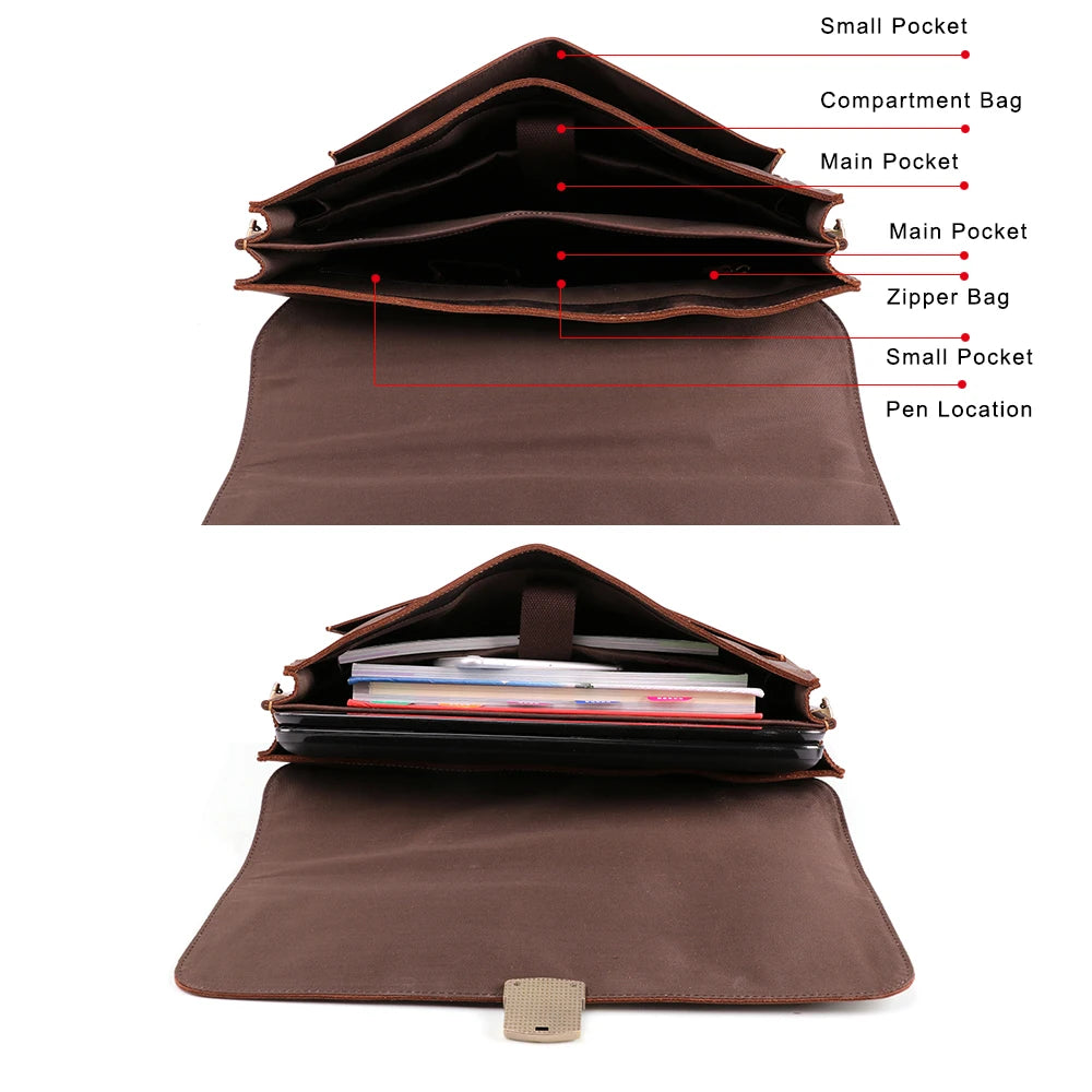 Bolso de cuero genuino Crazy Horse
