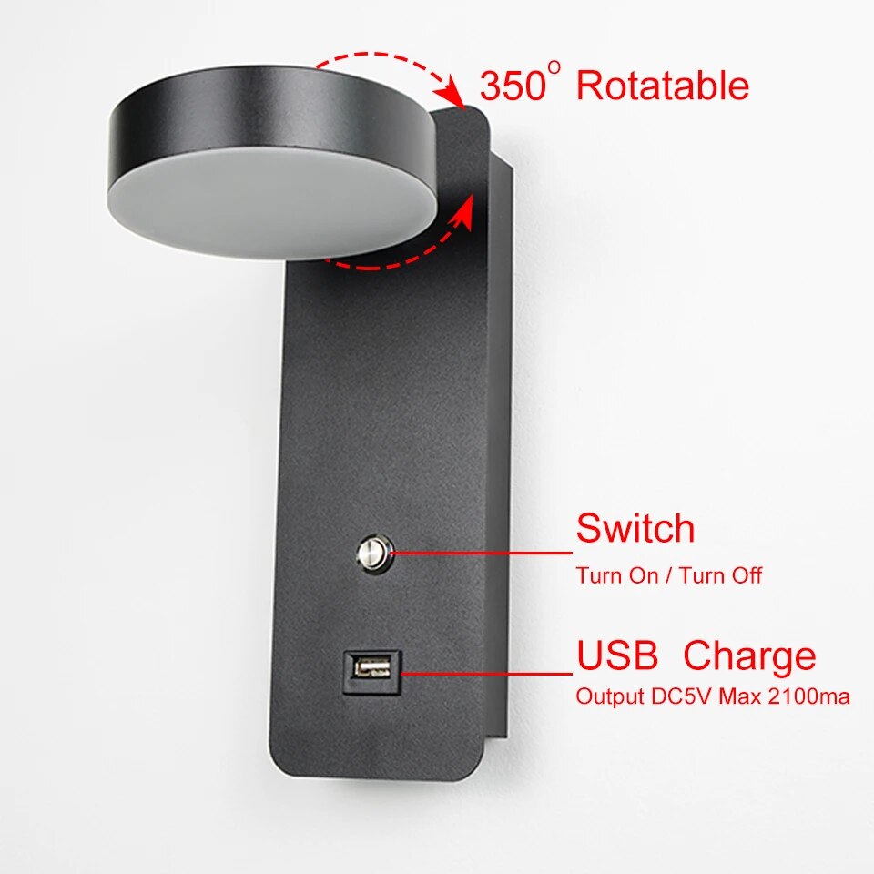 9W White/Black Modern Lighting  Stair Lighting