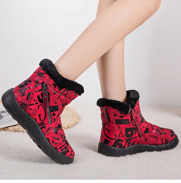 Stylish Waterproof Snow Boots for Women with Low Heels