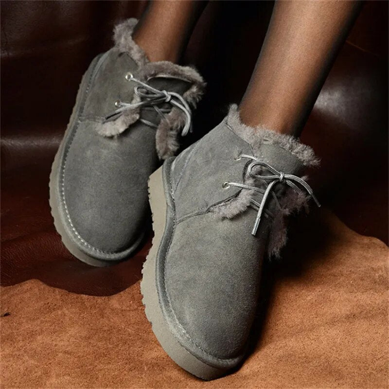 Sheepskin Leather Natural Fur Snow Boots