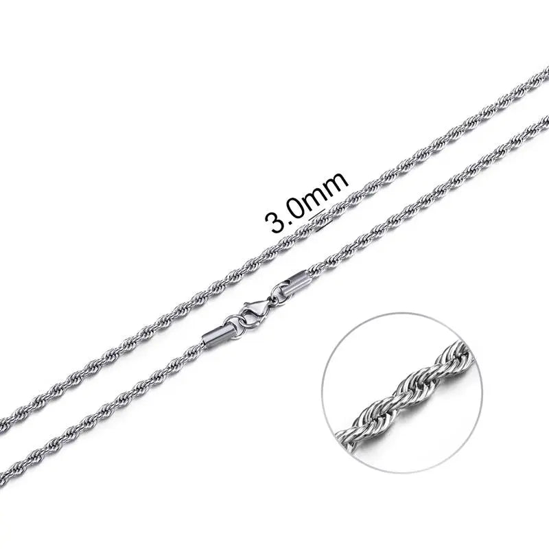 Collar de cadena de cuerda de acero inoxidable