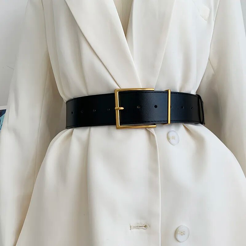 Square Pin Buckle Imitation Leather Belt