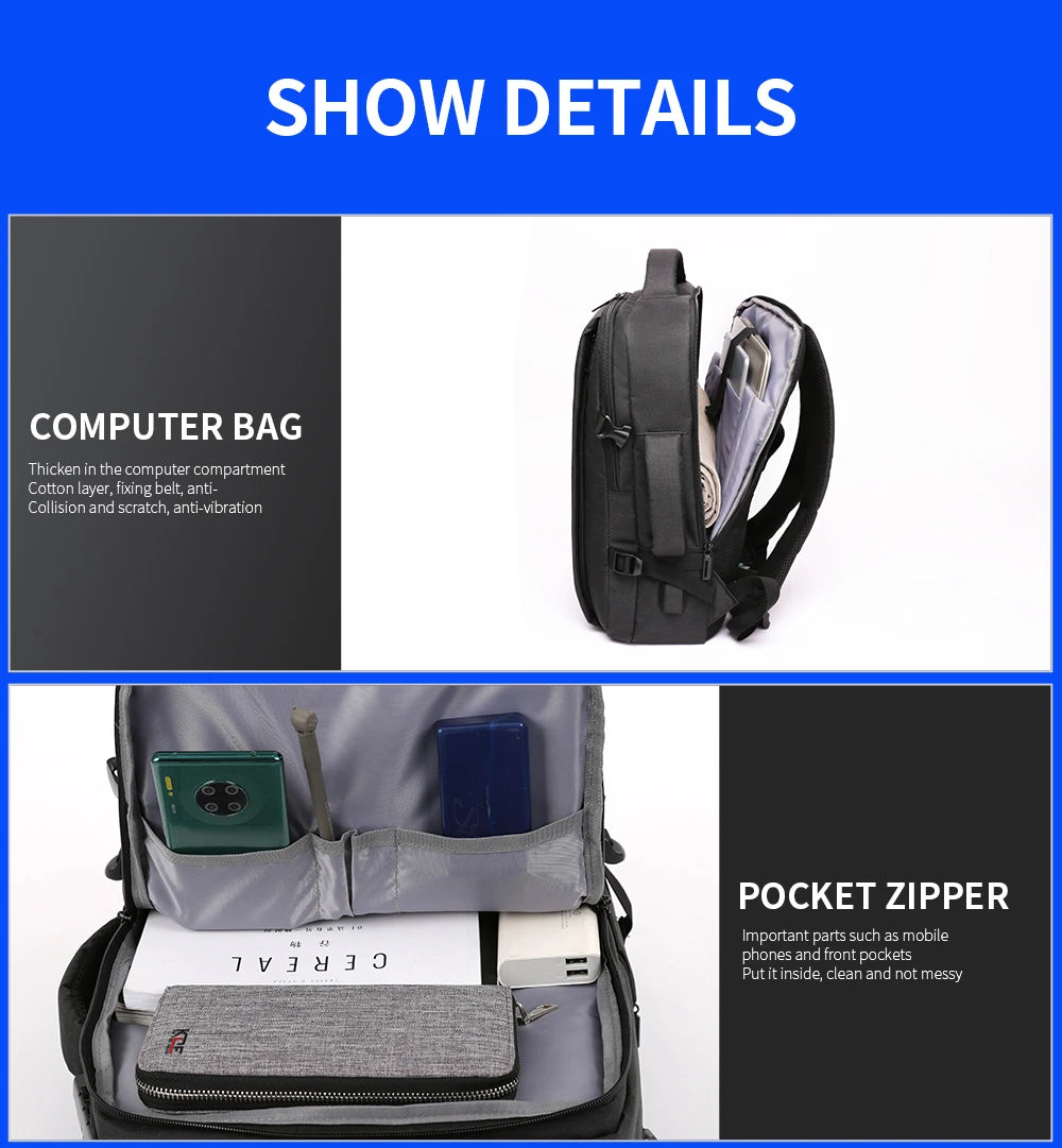 Mochila para portátil de 15,6 pulgadas con carga USB