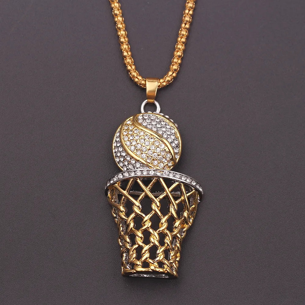 Exaggerated Punk Basketball Pendant Necklaces