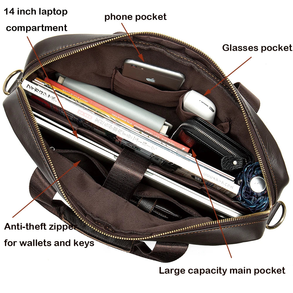 Briefcases Genuine Leather 14'' Laptop Bag