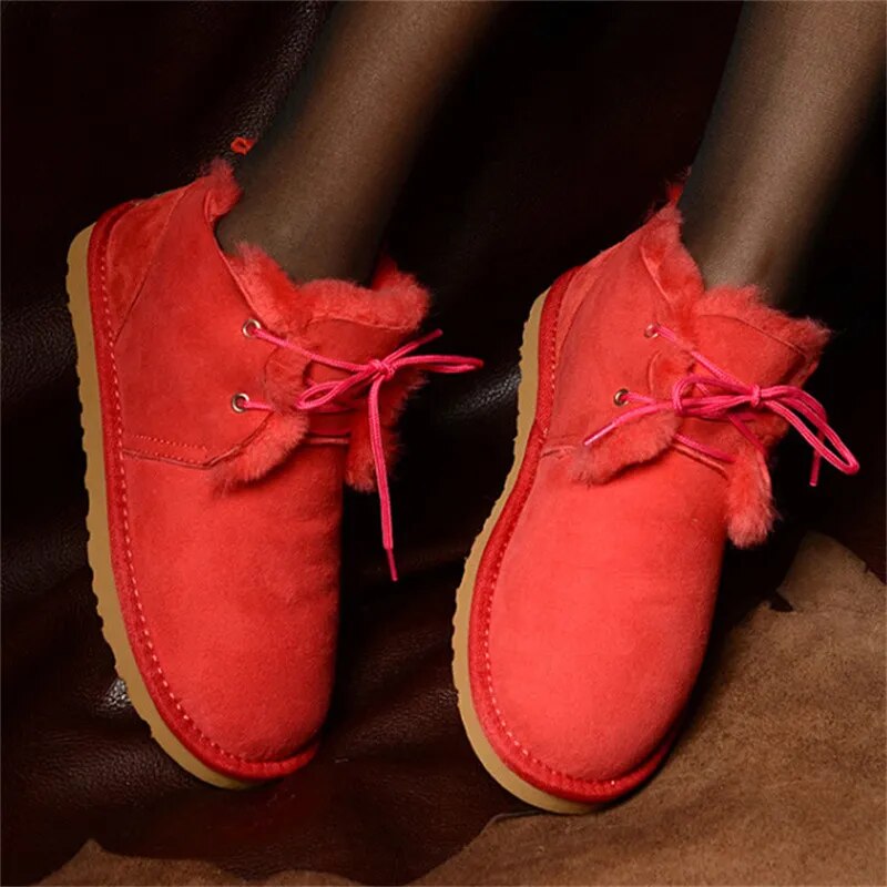 Sheepskin Leather Natural Fur Snow Boots