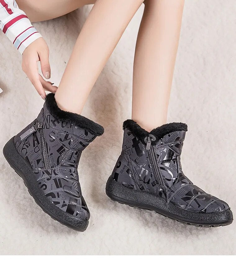 Stylish Waterproof Snow Boots for Women with Low Heels