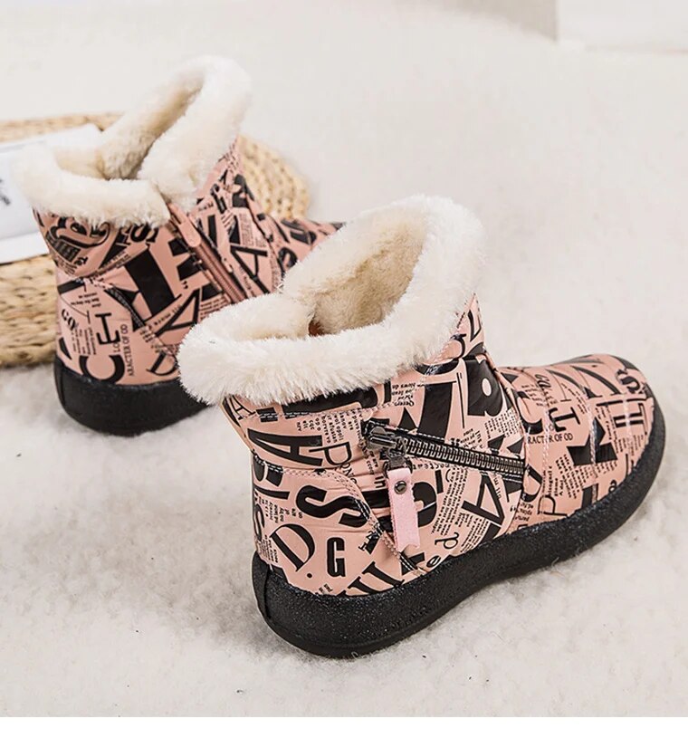 Stylish Waterproof Snow Boots for Women with Low Heels