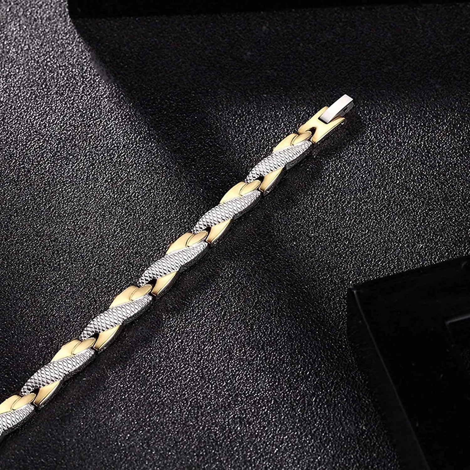 Pulsera de terapia de acero de titanio magnético