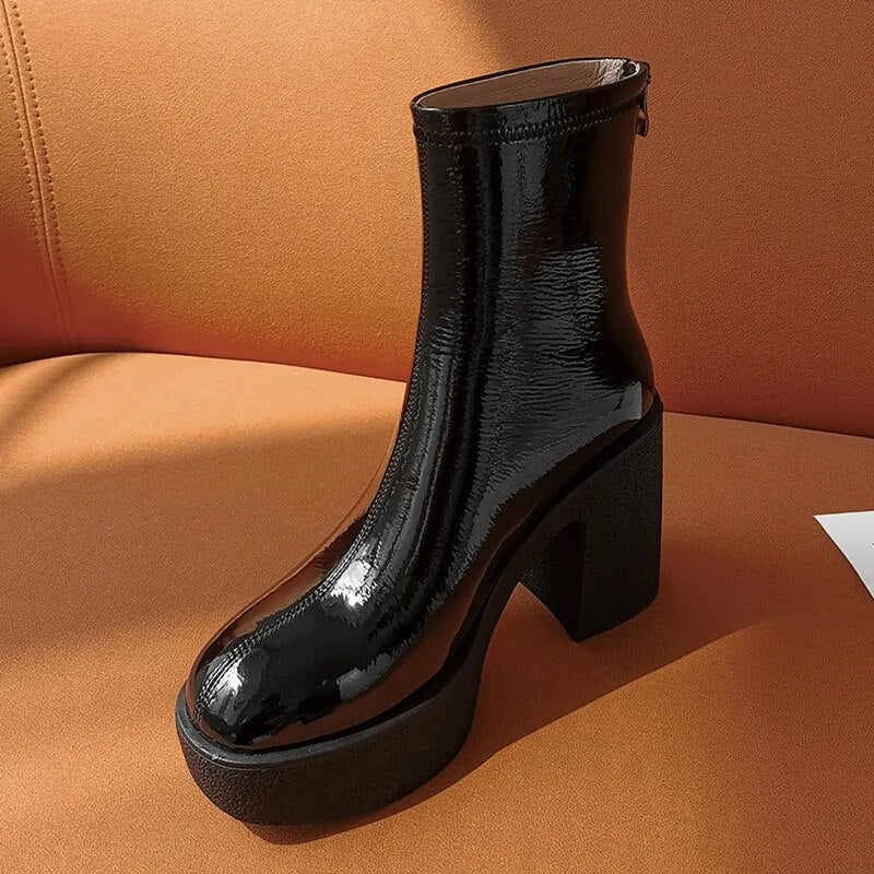 Cow Patent Leather Boots