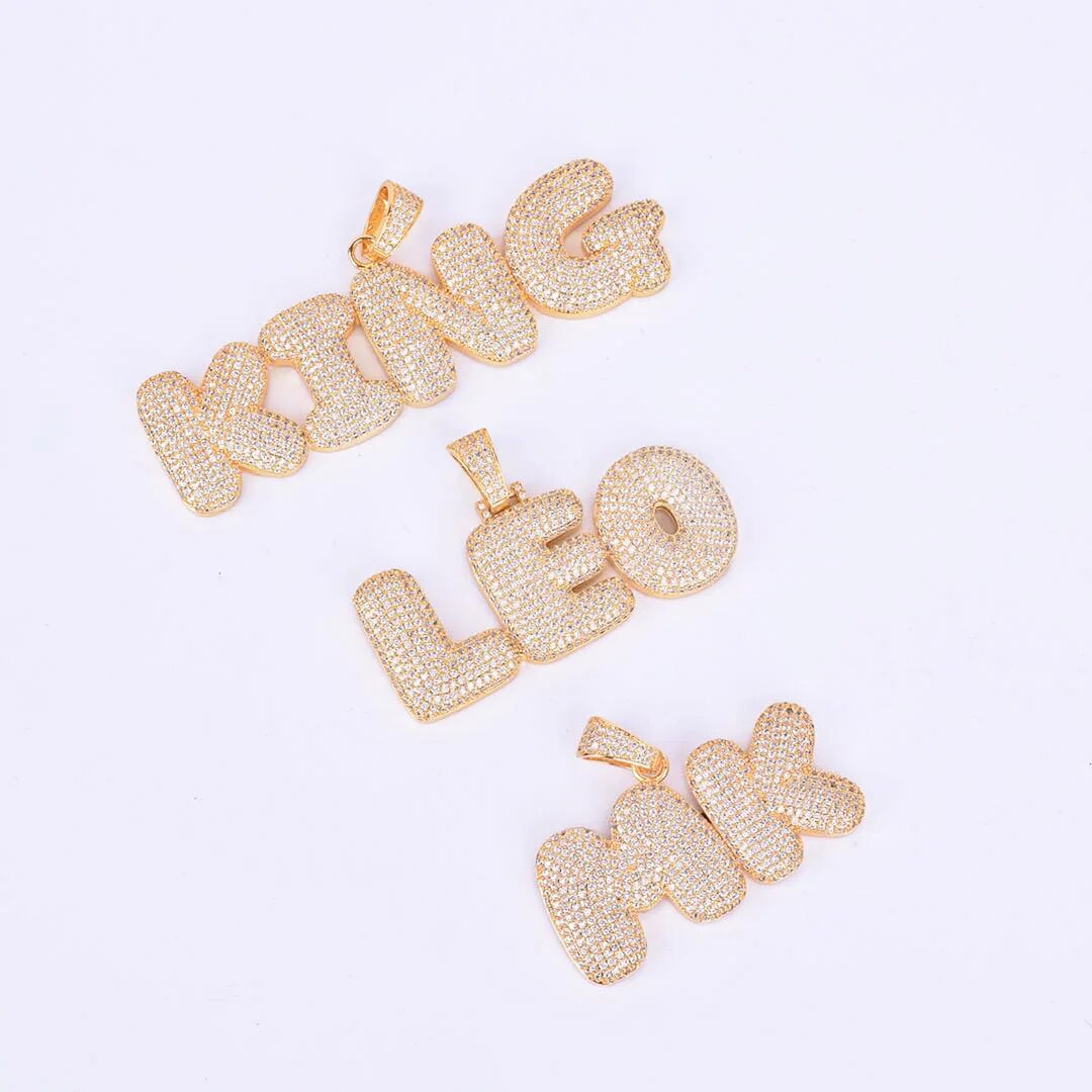 Bubble Letter Personalized Pendants Plated