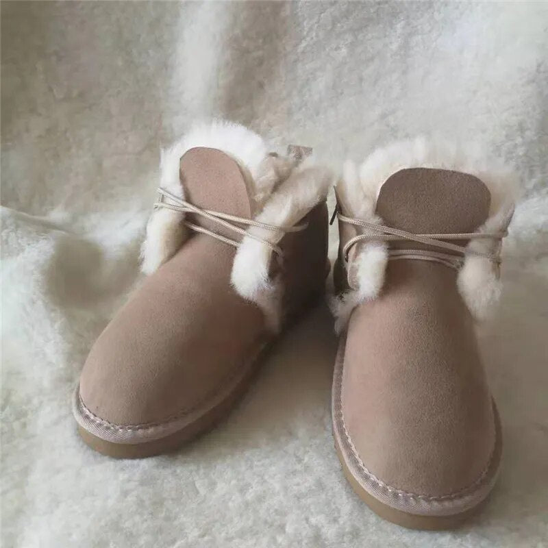 Sheepskin Leather Natural Fur Snow Boots