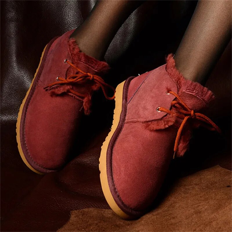 Sheepskin Leather Natural Fur Snow Boots