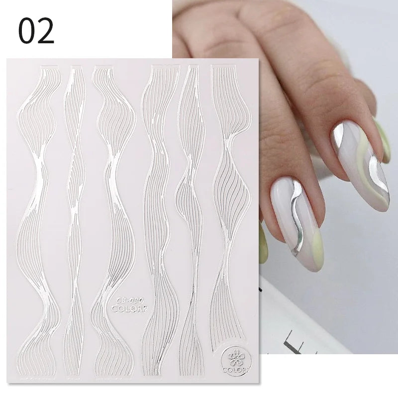 3D Lines Nail Stickers