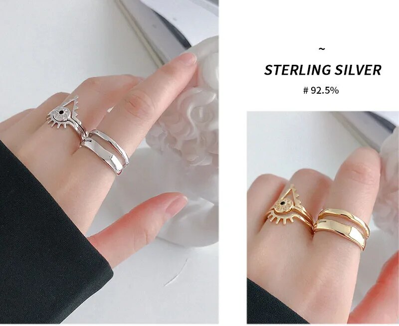 Pareja De Anillos Geométricos Simples Hechos A Mano