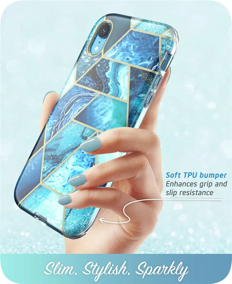 Estuche protector de mármol con brillo de cuerpo completo de 6.1"