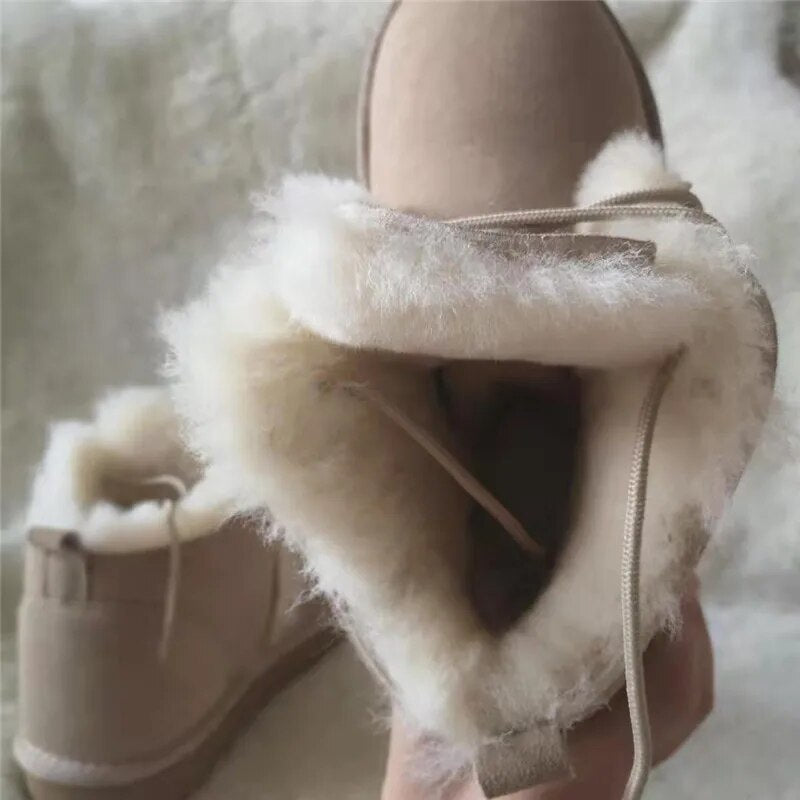 Sheepskin Leather Natural Fur Snow Boots