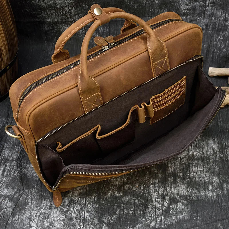 Bolso bandolera de cuero de vaca de negocios
