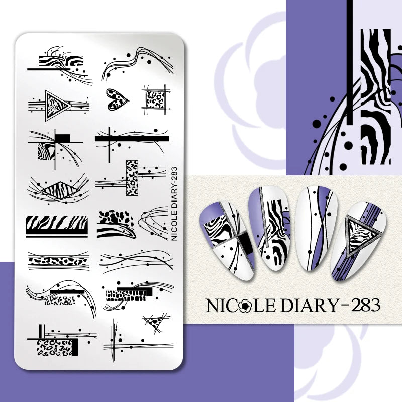 Flower Nail Stamping Plates Template Geometric