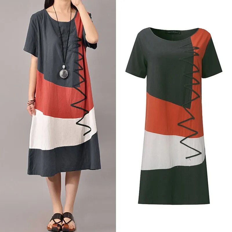 Patchwork Sundress Summer Maxi Dress