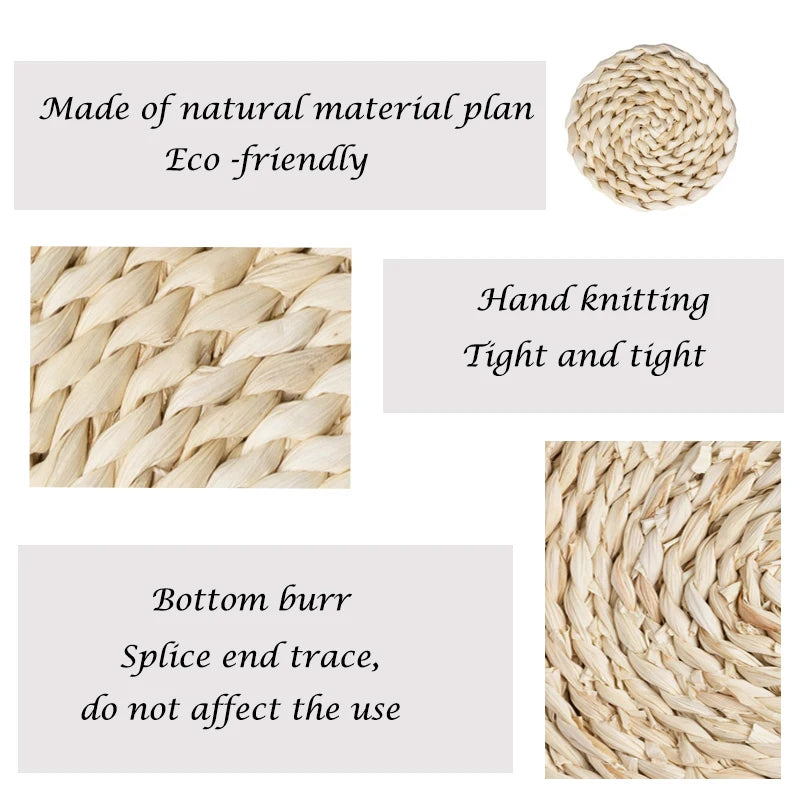 Alfombrilla tejida de piel de maíz natural para mesa de comedor