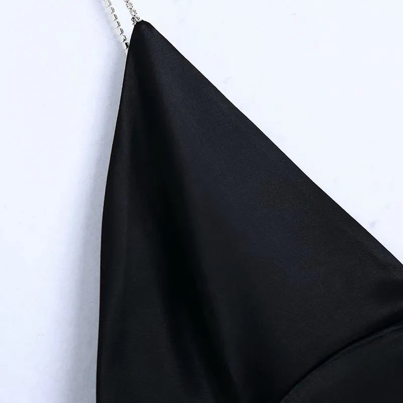 Diamond Spaghetti Strap Satin Midi Dress