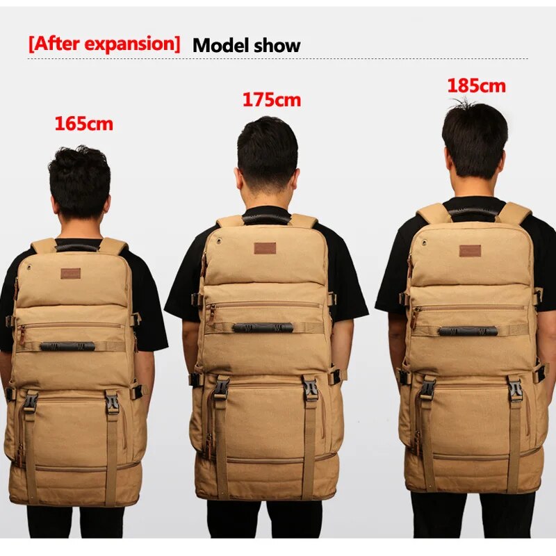 Large Travel Backpack Expandable Canvas Luggage Bag