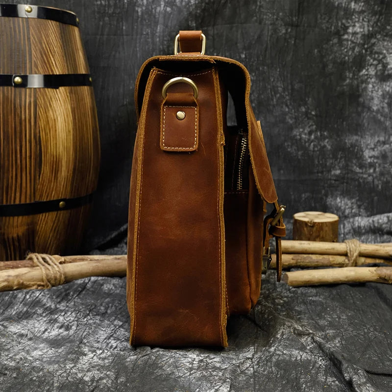Bolso bandolera de cuero de vaca de negocios