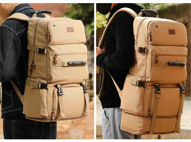 Large Travel Backpack Expandable Canvas Luggage Bag