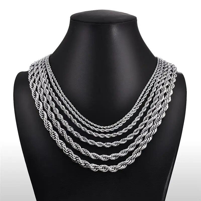 Collar de cadena de cuerda de acero inoxidable