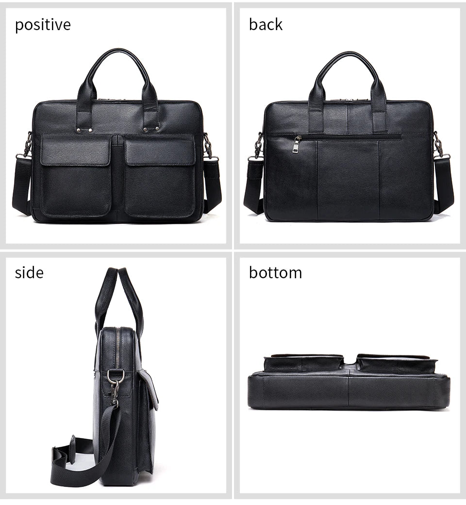 Bolso para portátil de piel auténtica 15,6 maletines