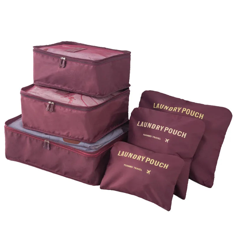 6pcs/Set Travel Organizer Laundry Bag Storage Case