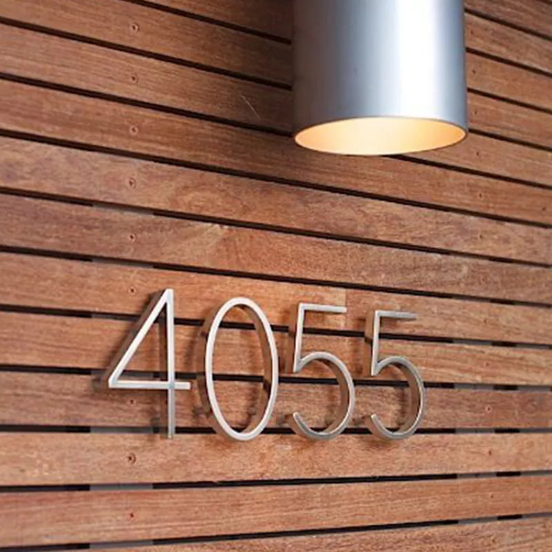 Silver 5-Inch Outdoor Address Numbers with Dash Slash