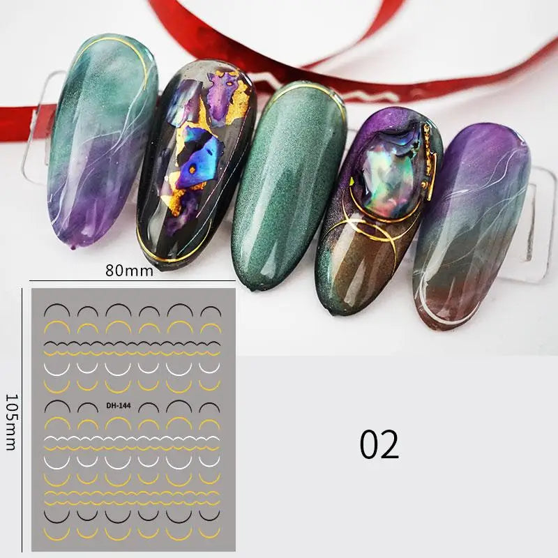 Papers Stripe 3D Nail Sticker