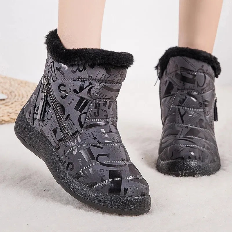 Stylish Waterproof Snow Boots for Women with Low Heels