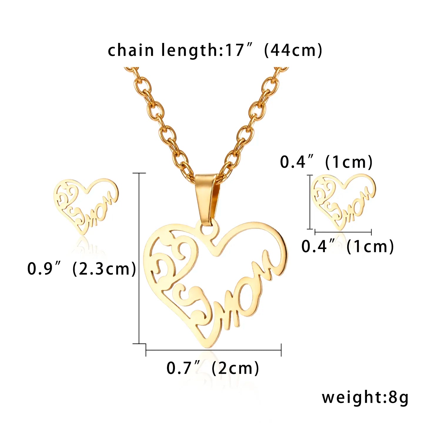 Stainless Steel Mama Love Heart Rose Flower Pendant