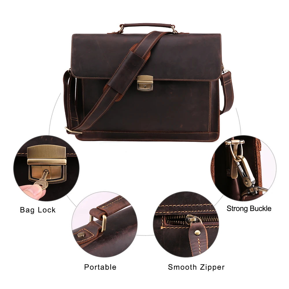 Bolso de cuero genuino Crazy Horse