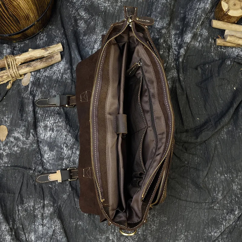 Bolso bandolera de cuero de vaca de negocios