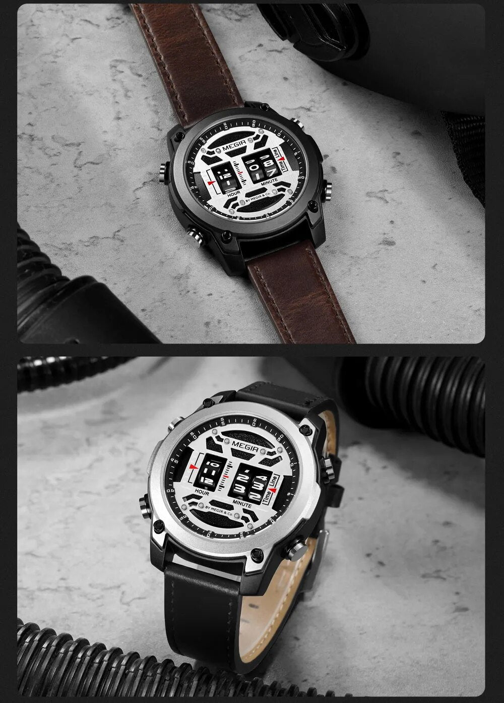 Digital Roller Numbers Quartz Watch