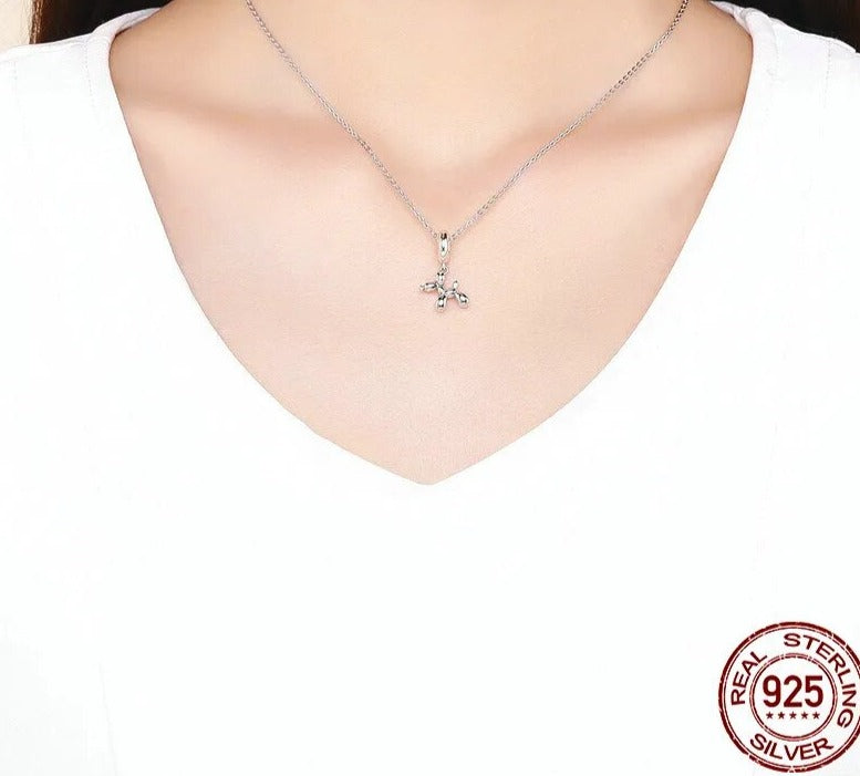 Sterling Silver Balloon Dog Pendant Animal Charms