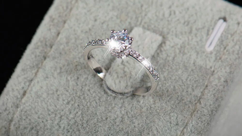 Sterling Silver 5A Zircon Wedding Rings