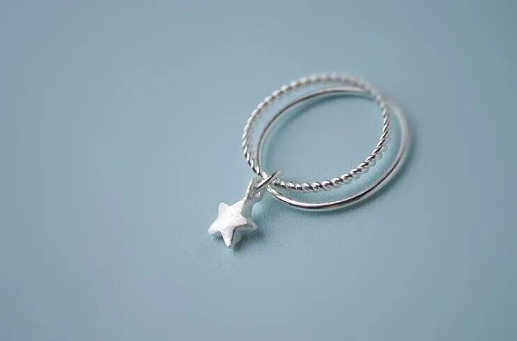 Silver PlatedDouble Star Open Rings