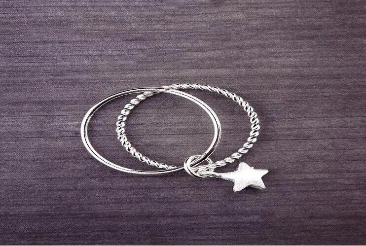 Silver PlatedDouble Star Open Rings
