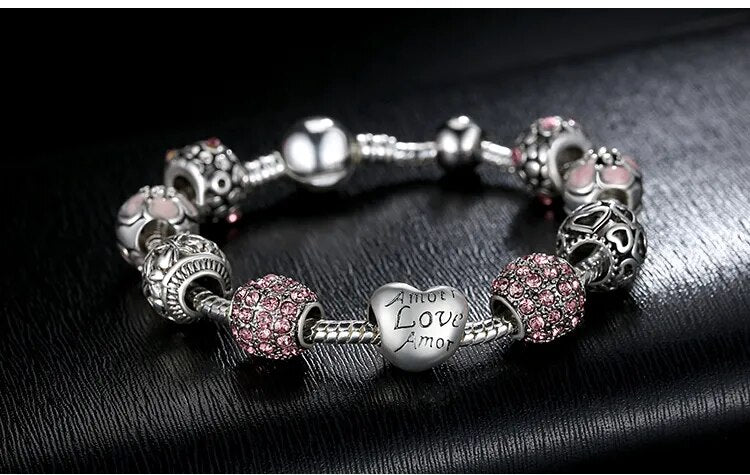 Wedding Silver Plated Charm Bracelet