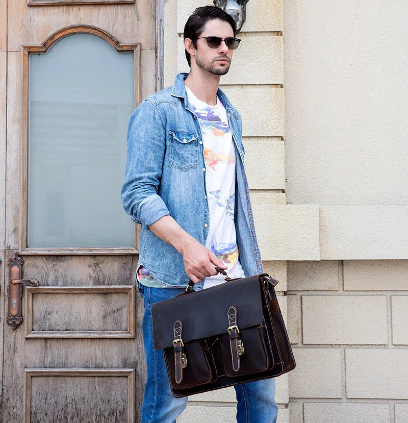 Bolso de hombro vintage 100% cuero genuino