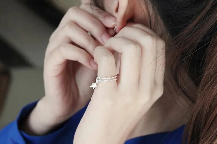Silver PlatedDouble Star Open Rings