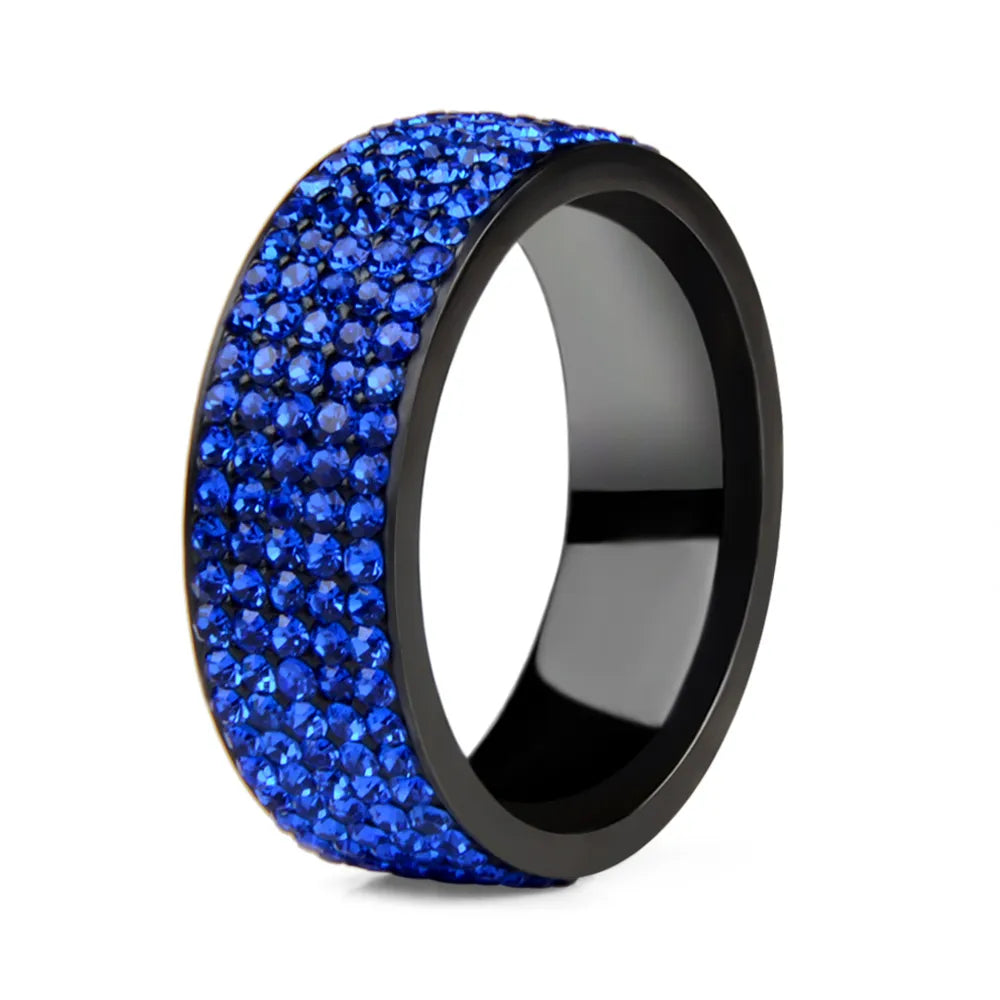 Punk Rock Stainless Steel Crystal Ring