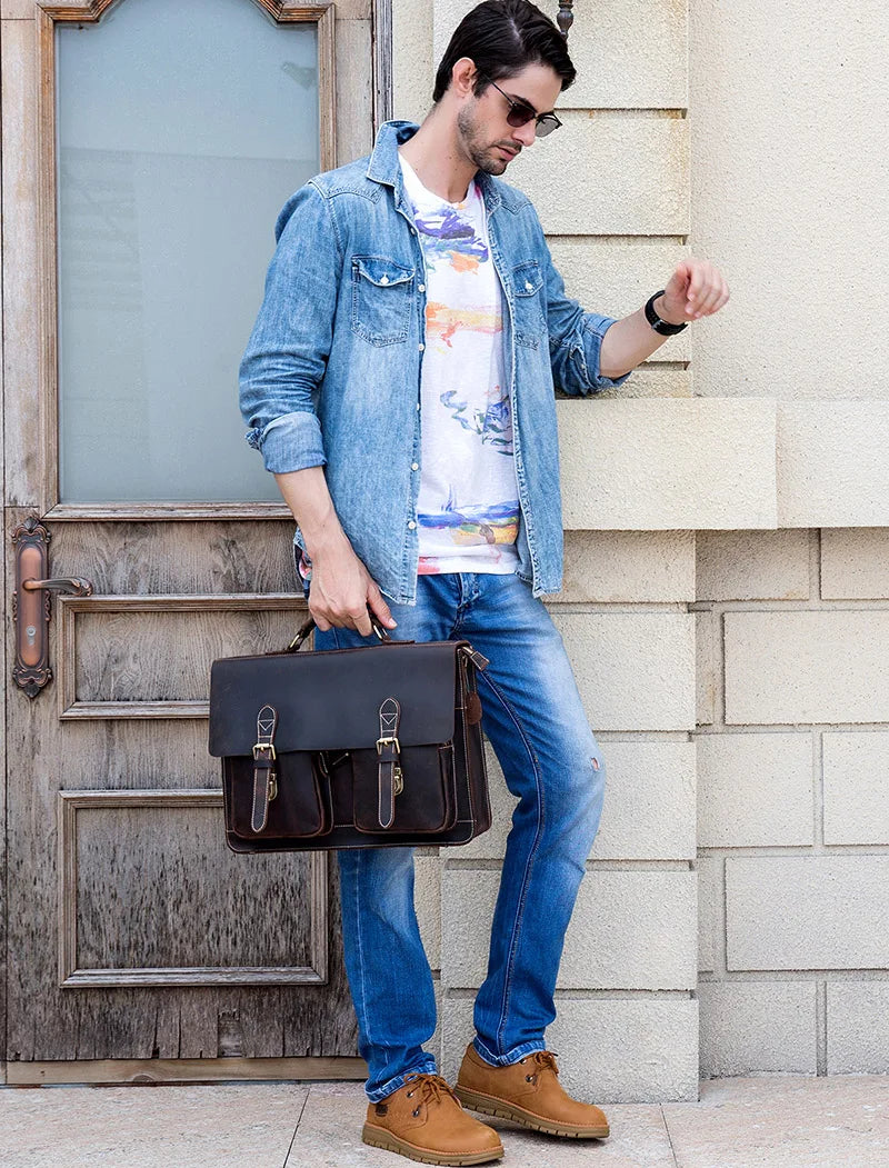 Bolso de hombro vintage 100% cuero genuino