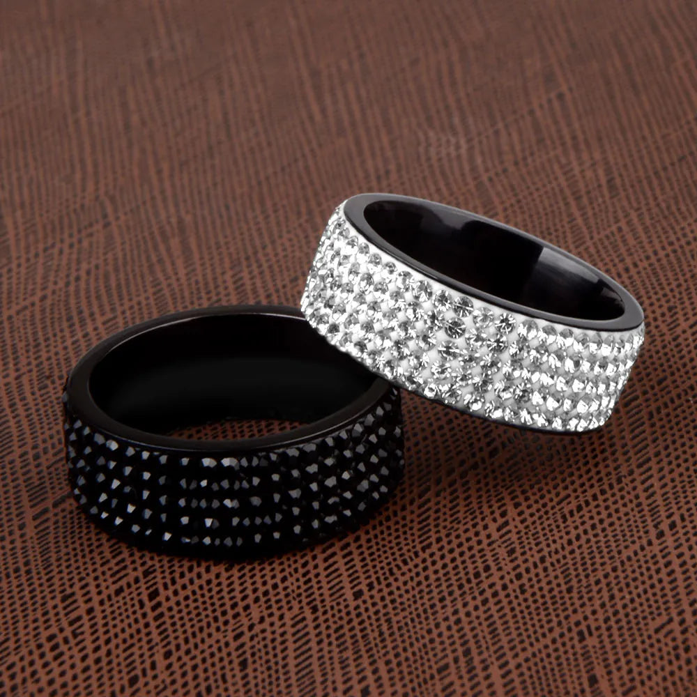 Punk Rock Stainless Steel Crystal Ring